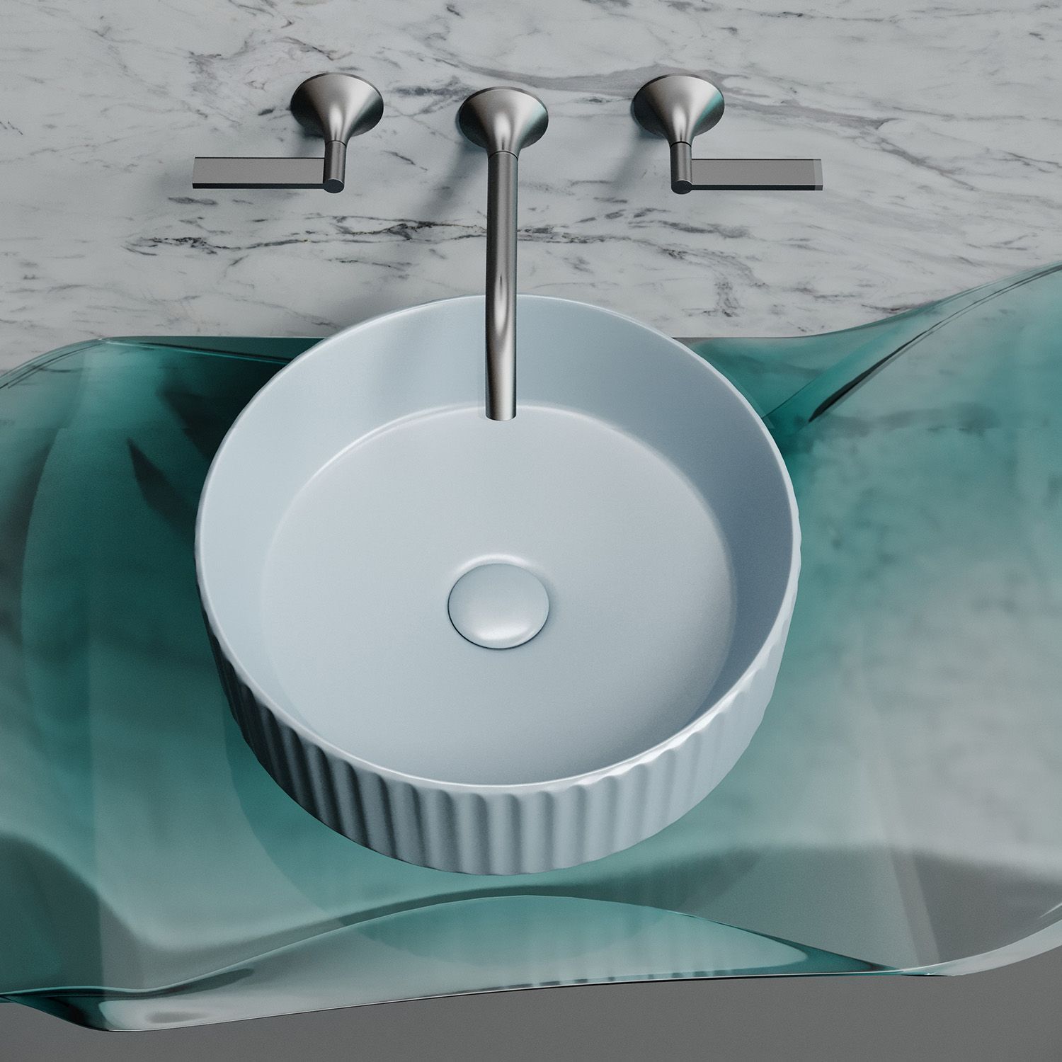 Раковина CERAMICANOVA Element CN6057MHL 36 серо-голубой матовый