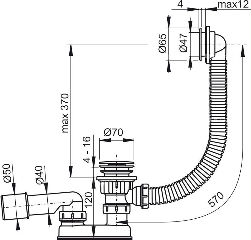 Слив-перелив ALCAPLAST A505CRM-120