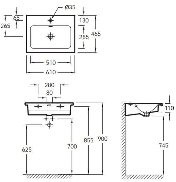 Раковина JACOB DELAFON Vox EB2105-DD1 60