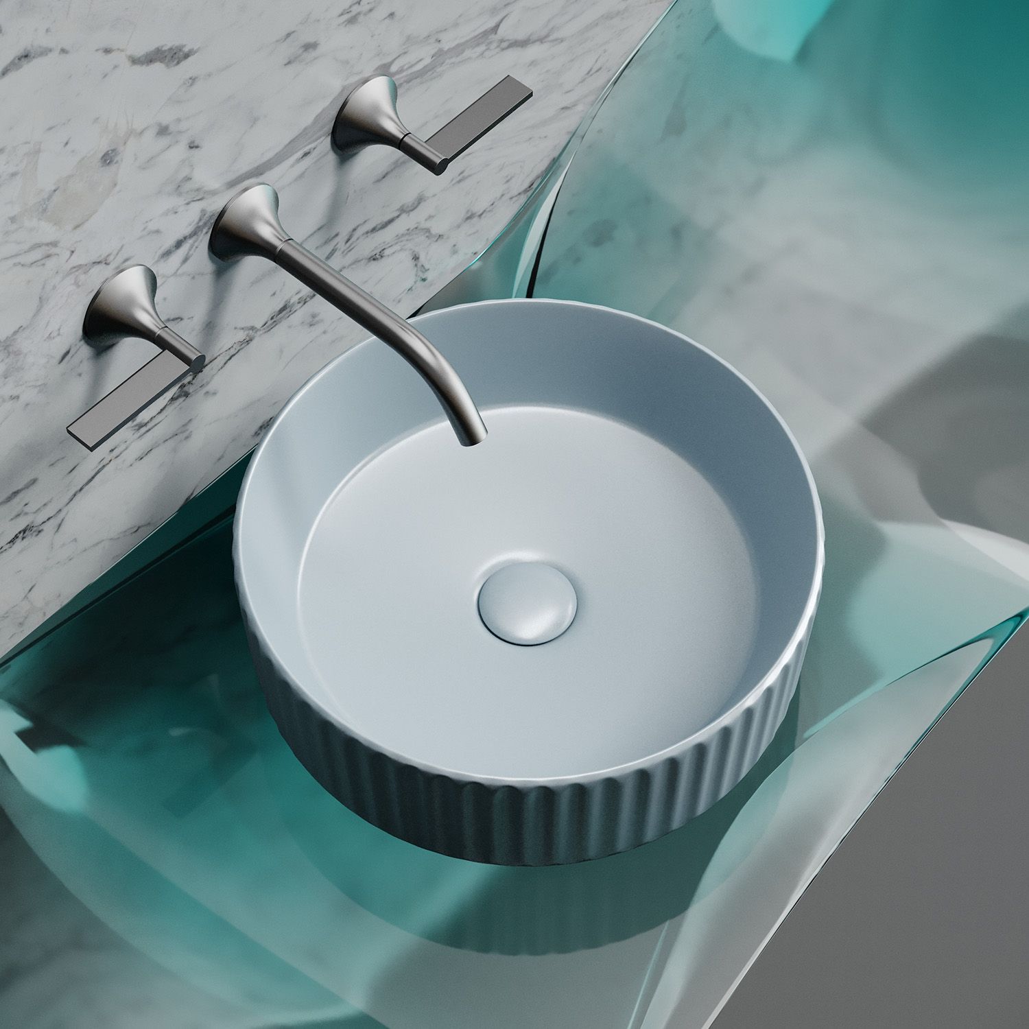 Раковина CERAMICANOVA Element CN6057MHL 36 серо-голубой матовый