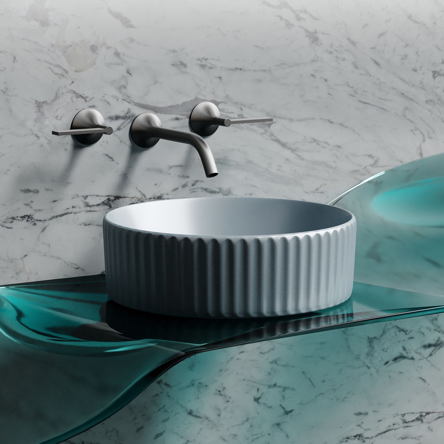 Раковина CERAMICANOVA Element CN6057MHL 36 серо-голубой матовый